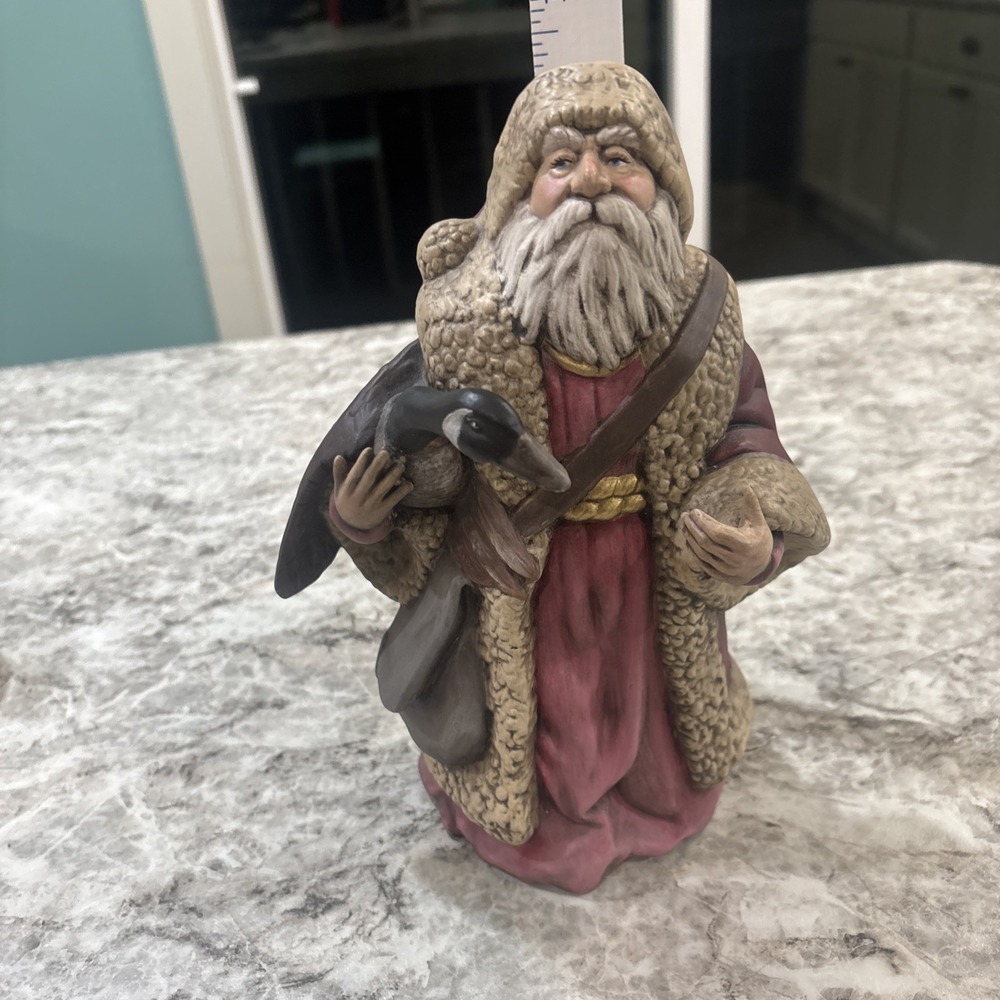 Vintage Ceramic Figurine Old World Kimple Santa Canadian Claus Christmas & Goose